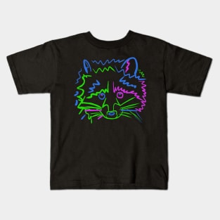 Neon Raccoon Outline Kids T-Shirt